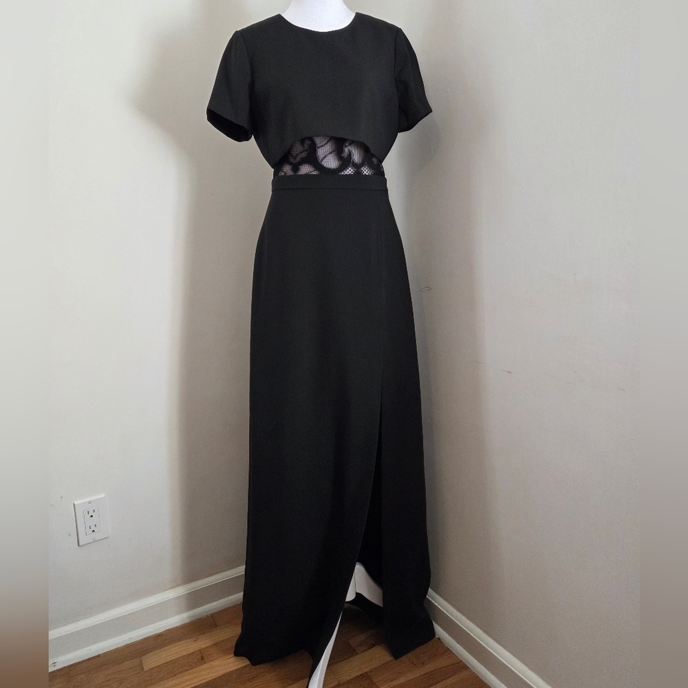 BCBGMaxAzria Black Maxi Dress with Lace Accent